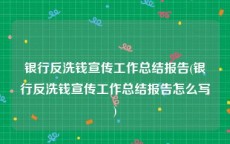 银行反洗钱宣传工作总结报告(银行反洗钱宣传工作总结报告怎么写)