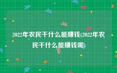2022年农民干什么能赚钱(2022年农民干什么能赚钱呢)