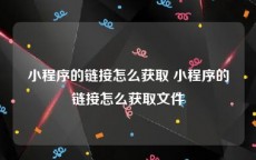 小程序的链接怎么获取 小程序的链接怎么获取文件