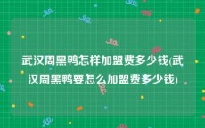武汉周黑鸭怎样加盟费多少钱(武汉周黑鸭要怎么加盟费多少钱)