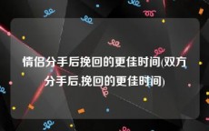 情侣分手后挽回的更佳时间(双方分手后,挽回的更佳时间)