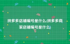 拼多多店铺编号是什么(拼多多商家店铺编号是什么)