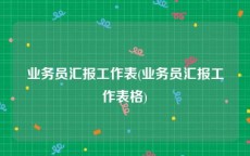 业务员汇报工作表(业务员汇报工作表格)