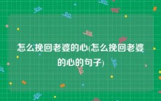 怎么挽回老婆的心(怎么挽回老婆的心的句子)