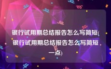 银行试用期总结报告怎么写简短(银行试用期总结报告怎么写简短一点)