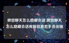 微信聊天怎么隐藏会话 微信聊天怎么隐藏会话有新信息也不会出现