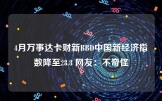 4月万事达卡财新BBD中国新经济指数降至28.8 网友：不奇怪