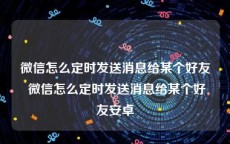 微信怎么定时发送消息给某个好友 微信怎么定时发送消息给某个好友安卓