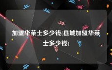 加盟华莱士多少钱(县城加盟华莱士多少钱)