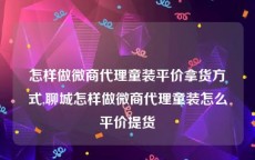 怎样做微商代理童装平价拿货方式,聊城怎样做微商代理童装怎么平价提货