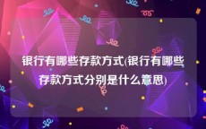 银行有哪些存款方式(银行有哪些存款方式分别是什么意思)