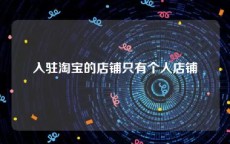 入驻淘宝的店铺只有个人店铺