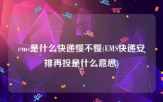 ems是什么快递慢不慢(EMS快递安排再投是什么意思)
