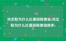 河北鞋为什么比莆田鞋便宜(河北鞋为什么比莆田鞋便宜很多)