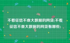 不看征信不查大数据的网贷(不看征信不查大数据的网贷有哪些)