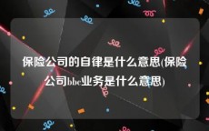 保险公司的自律是什么意思(保险公司bbc业务是什么意思)