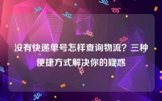 没有快递单号怎样查询物流？三种便捷方式解决你的疑惑