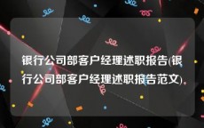 银行公司部客户经理述职报告(银行公司部客户经理述职报告范文)