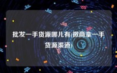 批发一手货源哪儿有(微商拿一手货源渠道)