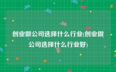 创业做公司选择什么行业(创业做公司选择什么行业好)