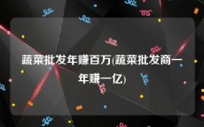 蔬菜批发年赚百万(蔬菜批发商一年赚一亿)