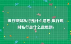银行理财私行是什么意思(银行理财私行是什么意思啊)