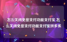 怎么关闭免密支付功能支付宝 怎么关闭免密支付功能支付宝拼多多