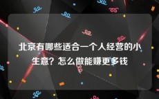 北京有哪些适合一个人经营的小生意？怎么做能赚更多钱
