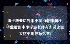 博士毕业后到中小学当老师(博士毕业后到中小学当老师有人说这是大材小用你怎么看)