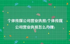 个体传媒公司营业执照(个体传媒公司营业执照怎么办理)