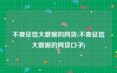 不查征信大数据的网贷(不查征信大数据的网贷口子)