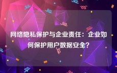 网络隐私保护与企业责任：企业如何保护用户数据安全？