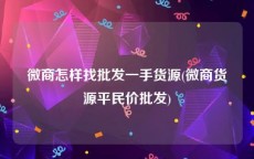 微商怎样找批发一手货源(微商货源平民价批发)