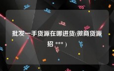 批发一手货源在哪进货(微商货源招 *** )