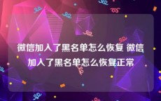 微信加入了黑名单怎么恢复 微信加入了黑名单怎么恢复正常