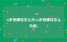 16岁想赚钱怎么办(16岁想赚钱怎么办呢)
