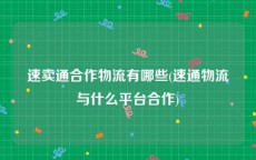 速卖通合作物流有哪些(速通物流与什么平台合作)
