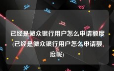已经是微众银行用户怎么申请额度(已经是微众银行用户怎么申请额度呢)