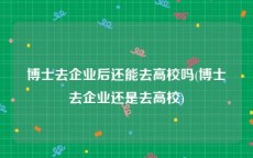 博士去企业后还能去高校吗(博士去企业还是去高校)