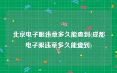 北京电子眼违章多久能查到(成都电子眼违章多久能查到)
