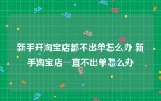 新手开淘宝店都不出单怎么办 新手淘宝店一直不出单怎么办