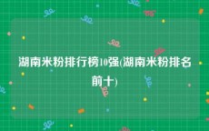 湖南米粉排行榜10强(湖南米粉排名前十)