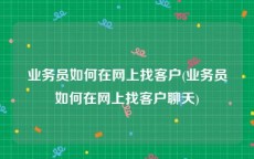 业务员如何在网上找客户(业务员如何在网上找客户聊天)