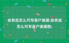 业务员怎么开发客户渠道(业务员怎么开发客户渠道的)