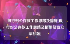 银行对公存款工作思路及措施(银行对公存款工作思路及措施经验分享标题)