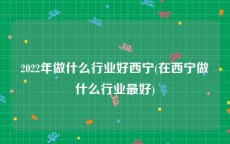 2022年做什么行业好西宁(在西宁做什么行业最好)