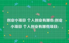 创业小项目 个人创业有哪些(创业小项目 个人创业有哪些项目)