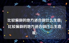 比较偏僻的地方适合做什么生意(比较偏僻的地方适合做什么生意呢)