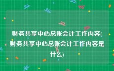 财务共享中心总账会计工作内容(财务共享中心总账会计工作内容是什么)