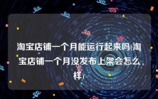 淘宝店铺一个月能运行起来吗(淘宝店铺一个月没发布上架会怎么样)